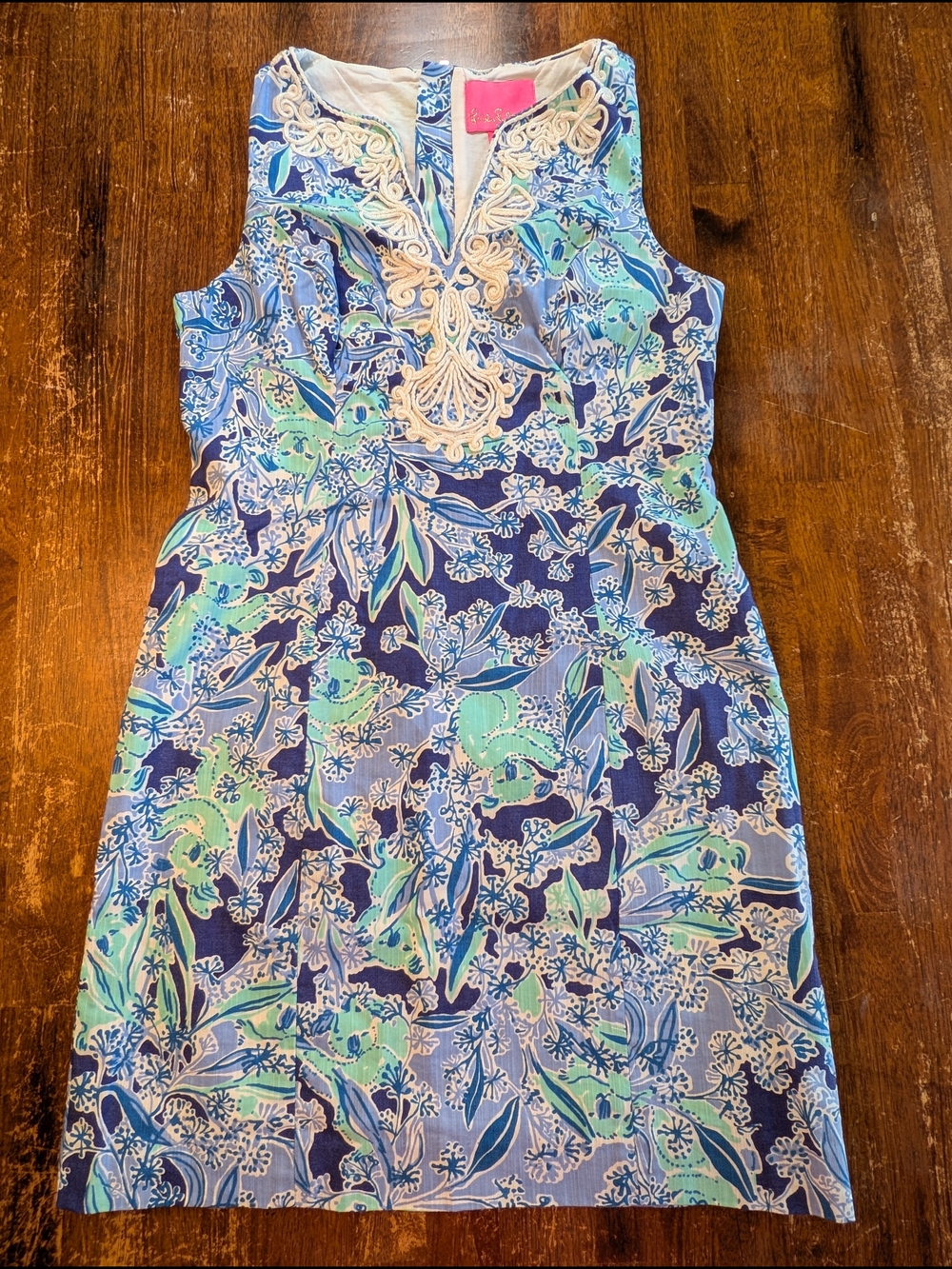 Lilly Pulitzer Sleeveless Floral Dress Womens Sz 4 Blue Resortwear Party Wedding